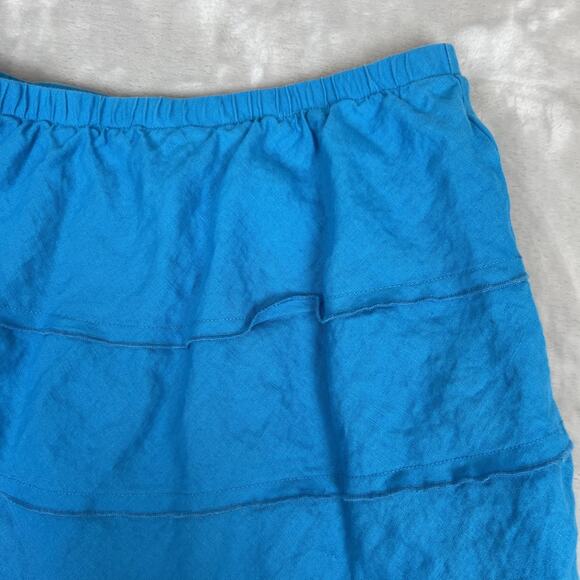Soft Surroundings Skirt Womens PS Blue Linen Pull On Tiered Fairy Boho Whimsical - Picture 2 of 9